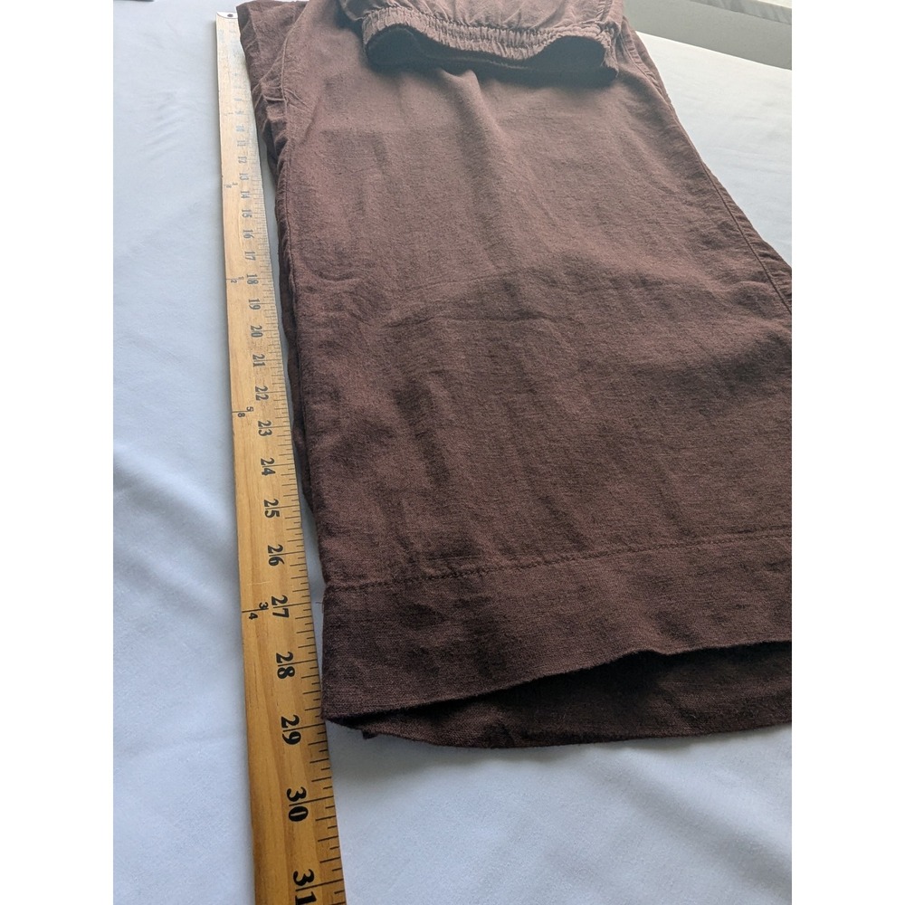 Old Navy Super Wide Leg Pants Women XL Brown Linen Blend High Rise Comfort Boho - Picture 8 of 11